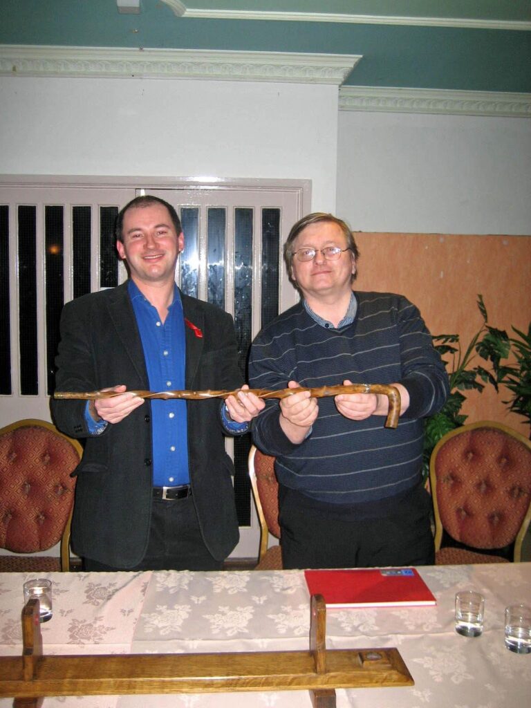 Stephen Williams MP and Steve Belzak with Lg's stick 